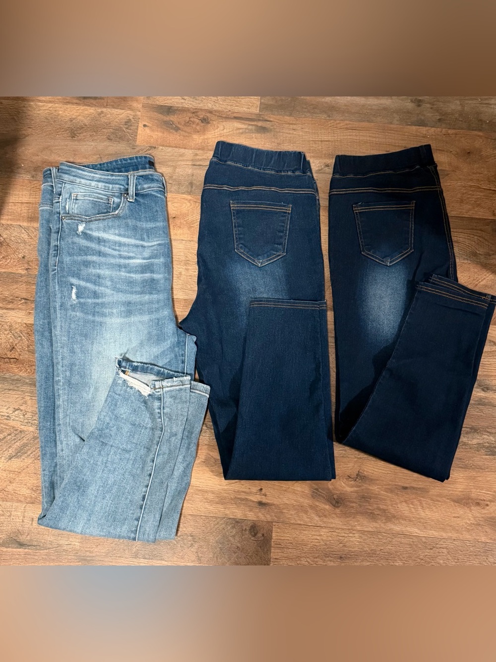 Three Pairs of Women's Blue Jeans - Light, Medium & Dark Wash